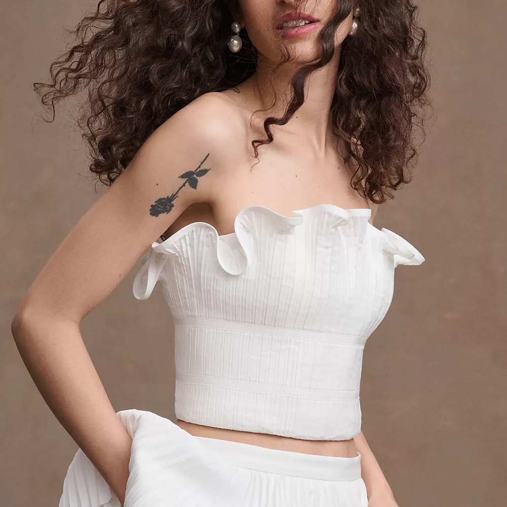 AMUR Oriel Strapless Pleated Bustier Bridal Top
